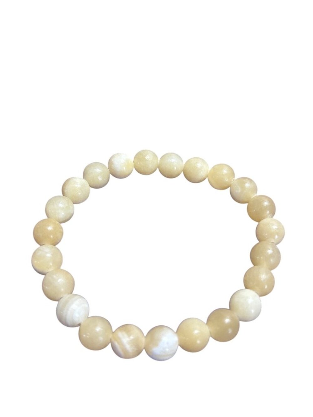Yellow Stone Beaded Stretchy Bracelet 6.5 inches Unstretched